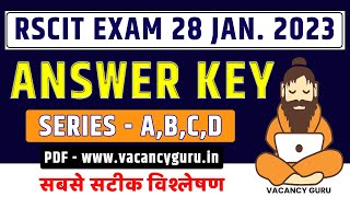 RSCIT Answer key today RSCIT answer key 28 January 2024 RSCIT 28 January 2024 Answerkey Vacancyguru [upl. by Airetal]