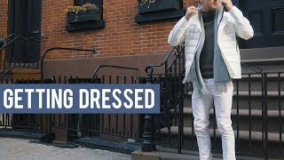 How I Styled This White Peuterey Jacket  Getting Dressed Outfits Step by Step 17 [upl. by Mychael]