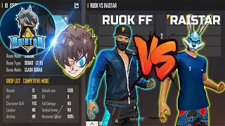 RUOK FF VS RAISTAR  ONLY ONE TAP LEGEND VS INDIAN MOBILE KING  تحدي اسطوري بين ريوك و لاعب هاتف [upl. by Annek]