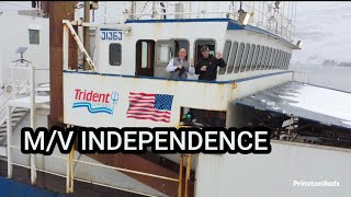 MV Independence Dock in akutan  Trident Seafoods processing boat [upl. by Itak]