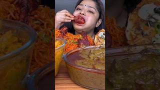 ASMR eating spicy chicken kaleji currty and veg maggi butter chicken pizza tandoori chicken [upl. by Adnilym]