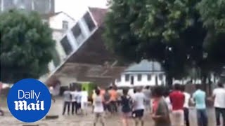 Buildings collapsed after continuous rain drenched southern China [upl. by Trinette]