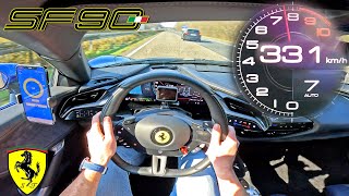 Ferrari SF90 Stradale  1000HP V8 Hybrid vs UNLIMITED Autobahn [upl. by Saddler210]