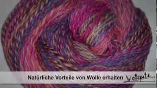 Wolle handgesponnen Schafwolle kaufen Schafwolle handgefärbt Handspinnerei Wollspatz [upl. by Cutlor]