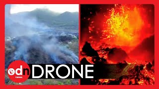 Drone Footage Shows La Palma DESTRUCTION [upl. by Oirelav734]