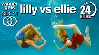 Lilly vs Ellie 24 Hour Underwater Photo Challenge Winner Gets GUCCI [upl. by Anemolif971]