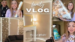 FamilyVlog • es wird Gold ✨ Wohnzimmer amp Flur renovieren 🛠️ • Aldi Rossmann amp Tedox haul 🛍️ [upl. by Ayotna]