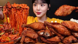 SUB빠삭빠삭 시장통닭 먹방 골뱅이무침에 맥주까지 치맥 꿀조합 치킨 리얼사운드 Chicken amp Beer Mukbang Asmr [upl. by Roi774]