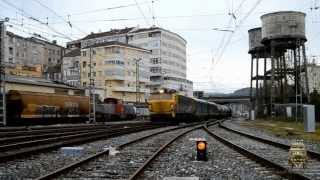 Maniobras con un tren de cemento Estación de Ourense [upl. by Morocco]