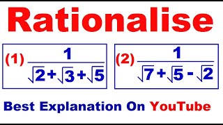 Rationalisation  Rationalising the denominator with 3 terms  rationalise 1√2√3√5  1√7√5√2 [upl. by Ativla]