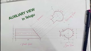 AUXILIARY VIEW IN ENGINEERING DRAWING [upl. by Tella]