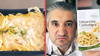 Italian Chef Try FROZEN CARBONARA shorts [upl. by Susi380]