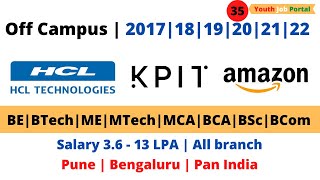 kpit technologies recruitment 2022  hcl recruitment for 2021 batch  amazon recruitment drive [upl. by Nara]