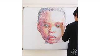 Pointillism Portraits Made With Marker Pens by Toru [upl. by Powel]