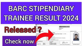 BARC Stipendiary Trainee Result 2023  How To Check BARC ST Result 2023 [upl. by Linus]