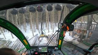 John Deere 1210G iBC timber loading cab view [upl. by Valleau]