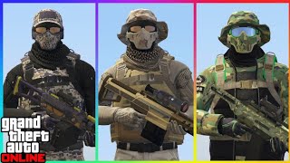 GTA V ONLINE 3 TRAJES MILITARES AVANÇADOS INSANOS SMUGGLERS RUN NEW  PS4XBOXONEPC150 [upl. by Sundberg546]