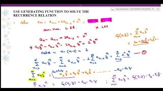 Recurrence Relation Example Solve recurrence relation using Generating Function DM Part14 [upl. by Noivert]