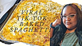 HOW TO MAKE VIRAL TIK TOK BAKED SPAGHETTI  QUI NICHELLE [upl. by Esilehc691]