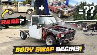 RARE 1967 Toyota Stout gets CUT UP Can we combine it with a 1992 Toyota Body Swap PT 1 [upl. by Breanne]