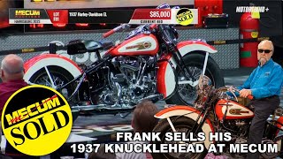 Frank sells his 1937 Harley Davidson Knucklhead at the MECUM Auction in Harrisburg 2023 [upl. by Eneirda]