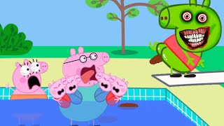 Zombie Peppa has diarrhea Zombie appears at the pool  Peppa pig fuunny animation [upl. by Gable]