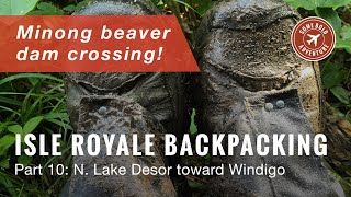 Minong beaver dam crossing N Lake Desor toward Windigo  Isle Royale Part 10 endtoend loop hike [upl. by Nalniuq]