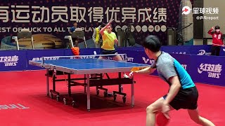 Lin YunJu amp Hugo Calderano Training  2020 World Tour Grand Finals [upl. by Ynohtnael202]