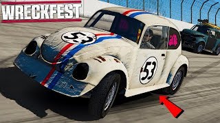 HERBIE THE SELF HEALING CAR IN NASCAR  Wreckfest Game [upl. by Enirhtac]