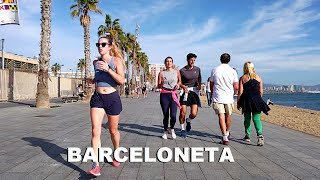 Barcelona in Autumn  Paseo Maritimo Barceloneta  October 2023 SPAIN 4K [upl. by Arymahs]