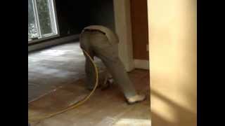 Stapling wire mesh to subfloor for marble tiles install [upl. by Sharron]