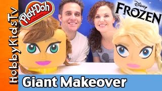 Giant Lego Head FROZEN PRINCESS PlayDoh Makeover [upl. by Beata190]