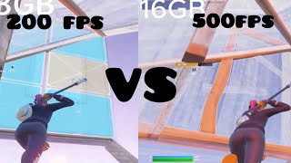 8GB Ram VS 16GB Ram Fortnite [upl. by Annahpos]