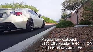 FRS Magnaflow Catback and UEL header with Stock FP vs Aftermarket FP sound test [upl. by Horowitz]