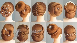 10 Simple And Easy Hairstyle With 1 Donut  Hair Bun Styles For Wedding amp Party [upl. by Krahmer304]