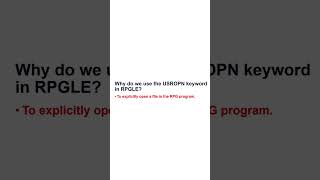 Why do we use the USROPN keyword in RPGLE [upl. by Noyart]