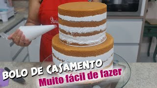 BOLO DE CASAMENTO QUE TODO MUNDO CONSEGUE FAZER DECOREI ELE JÁ SOBREPOSTO 😱  BOLO DE 5 KILOS [upl. by Aihseket795]