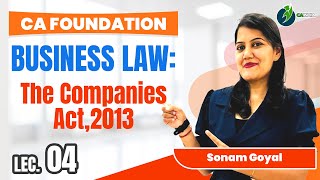 Lec 04 CA Foundation Business Law I Companies Act 2013 I MOA  AOA  Doctrine of Indoor Management [upl. by Tiga]