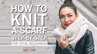 How to Knit a Scarf for Beginners Step By Step [upl. by Haidabo]