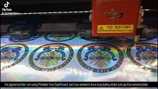 print and cut outdoor hologram sticker  ecosolvent printouts [upl. by Aseela374]