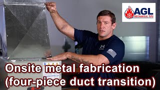 Onsite metal fabrication  fourpiece duct transition Mechanical  sheet metal training 106 [upl. by Brod588]