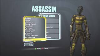 Borderlands 2 All Skins and Heads for the AssassinZer0 [upl. by Smada]