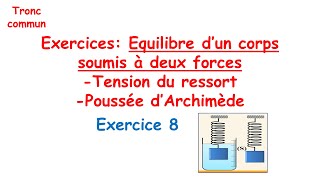 Exercice 8 correction Poussée dArchimède et tension du ressort [upl. by Clute]