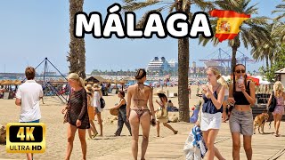 🇪🇦4K MÁLAGA  Beach and City Walking Tour  Spain’s Most Beautiful Cities  Costa del Sol [upl. by Devaney428]