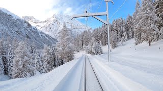 ★ 4K 🇨🇭Samedan  Albulabahn  Chur cab ride after over 1 meter snowfall 122020 [upl. by Pinto75]