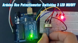 Arduino Use Potentiometer to Switching 3 LEDs ONOFF [upl. by Halilahk640]