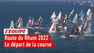 Voile  Route du Rhum 2022  Le départ et les premières minutes de course [upl. by Geordie202]