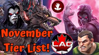 NEW NOVEMBER TIER LIST Morbius amp Werewolf By Night Debut Best Champions Ranked 2023  MCOC [upl. by Maribelle992]