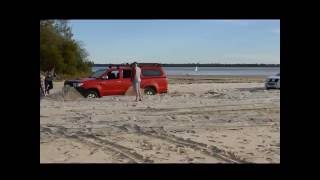 2 Sand Bogged 4x4s Rescued by 1 Landcruiser  Inskip Point near Fraser Island [upl. by Nykal]