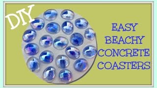 DIY EASY Beachy Concrete Coasters Another Coaster Friday Craft Klatch Concrete Crafting Series [upl. by Miguela]